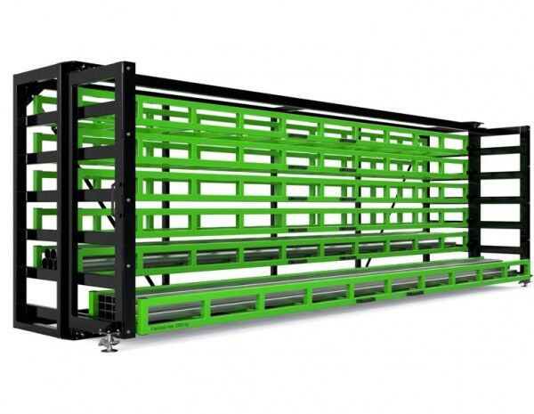 Kassetten-Schubfachregal Typ RKS-M 700/6 für Langgut bis 6 m gelbgrün RAL 6018