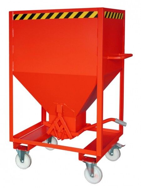 BAUER Silobehälter Typ SRE-600 mit Rollen & Einfahrtaschen feuerrot RAL 3000