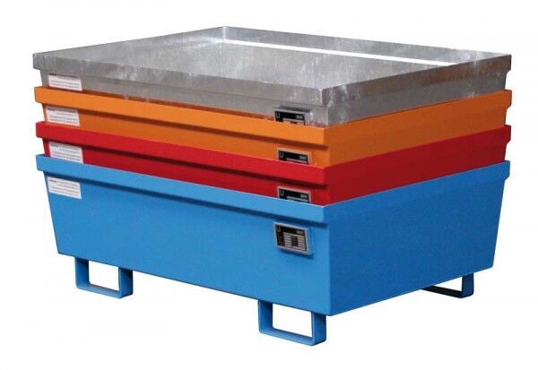 Eurokraft Stahl-Auffangwanne Für 200-l-Fässer – 1200x1200x285 Mm, Feuerverzinkt, Mit Gitterrost, StawaR-Zulassung