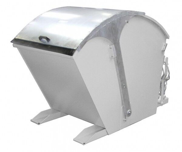 Stapler-Kippbehälter RD-1000 mit Runddeckel Inhalt: 1,00 cbm Tragfähigkeit: 1500 kg Farbe verzinkt