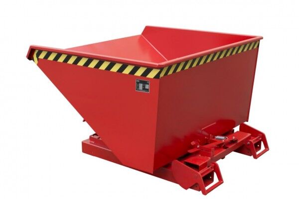 Kippbehälter 4A-1200 für Stapler Automatische Entriegelung Inhalt 1,20 cbm Tragfähigkeit 1500 kg Farbe feuerrot RAL 3000