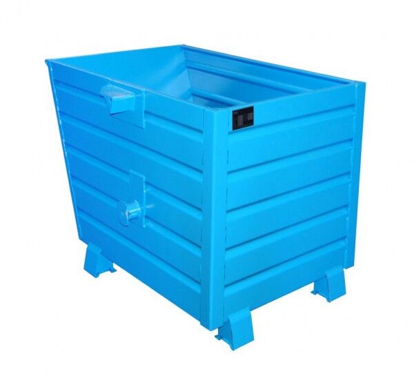 BAUER Stapelkipper Typ BSK-R-70 (Rollenausführung) - Abfall- / Schrottbehälter lichtblau RAL 5012