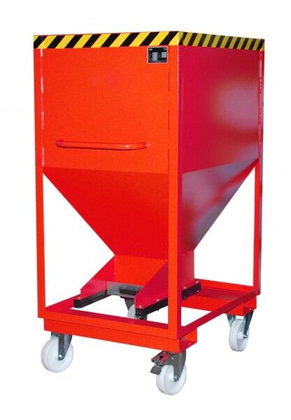 BAUER Silobehälter Typ SRE-D-600 mit Einfahrtaschen & Rollen feuerrot RAL 3000