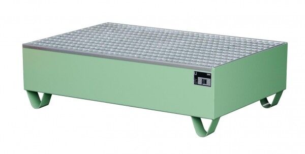 Auffangwanne S-2018 mit Gitterrost im Euromaß resedagrün RAL 6011 Auffangvolumen 215 Liter mit Gitterrost Maße 1200 x 800 x 360mm