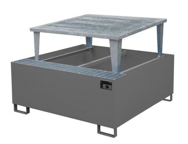 BAUER Stahl Auffangwanne AWA-1000 mit Abfüllaufsatz mausgrau RAL 7005