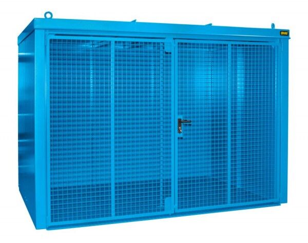 Gasflaschen-Container / -Lager GFC-B-M5 (kpl. montiert) für 96 Gasflaschen Ø 220 mm lichtblau RAL 5012