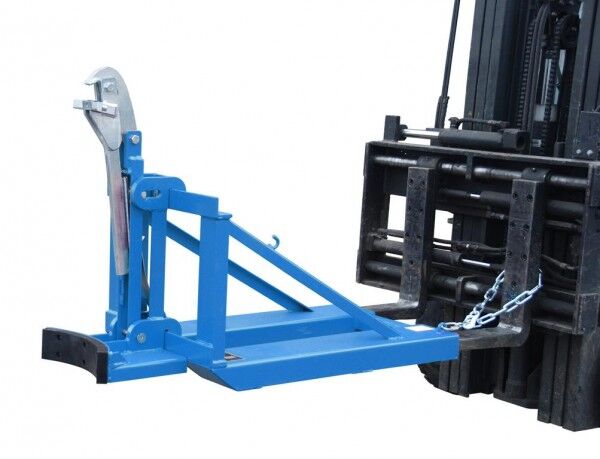 BAUER Stapler-Fasslifter Typ RS-I/91 (breite Fassrandauflage) für Stahlfässer lichtblau RAL 5012