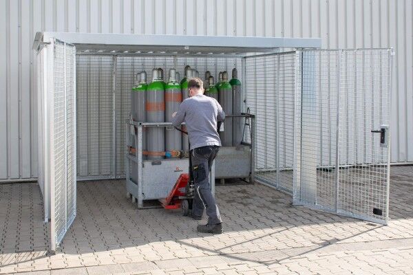 Gasflaschen-Depot GFC-M-6-D-DF mit Dach & Doppelflügeltor