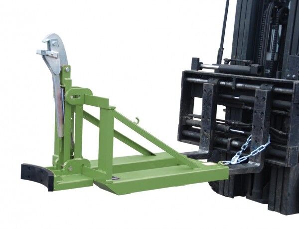 BAUER Stapler-Fasslifter Typ RS-I/91 (breite Fassrandauflage) für Stahlfässer resedagrün RAL 6011