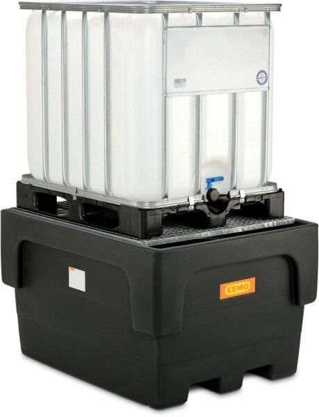 IBC-Auffangwanne aus PE Typ 1100/1-PE mit Stahlgitterrost für 1 x 1000-Liter-IBC