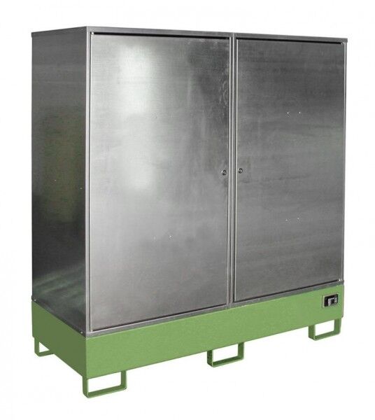 BAUER Gefahrstoff-Schrank GS-2 für 2 x 200-l-Fass resedagrün RAL 6011