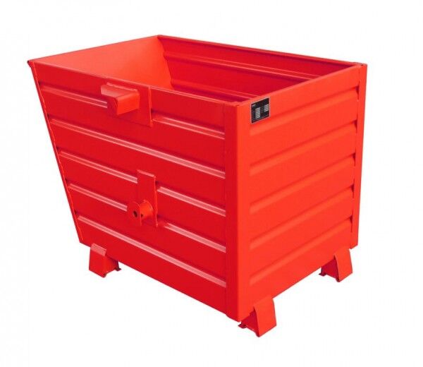 BAUER Stapelkipper Typ BSK-R-90 (Rollenausführung) - Abfall- / Schrottbehälter feuerrot RAL 3000
