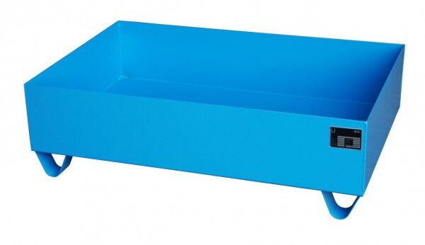Auffangwanne aus Stahl S-2016 lichtblau RAL 5012 Auffangvolumen 224 Liter OHNE Gitterrost Maße 1200 x 800 x 360mm